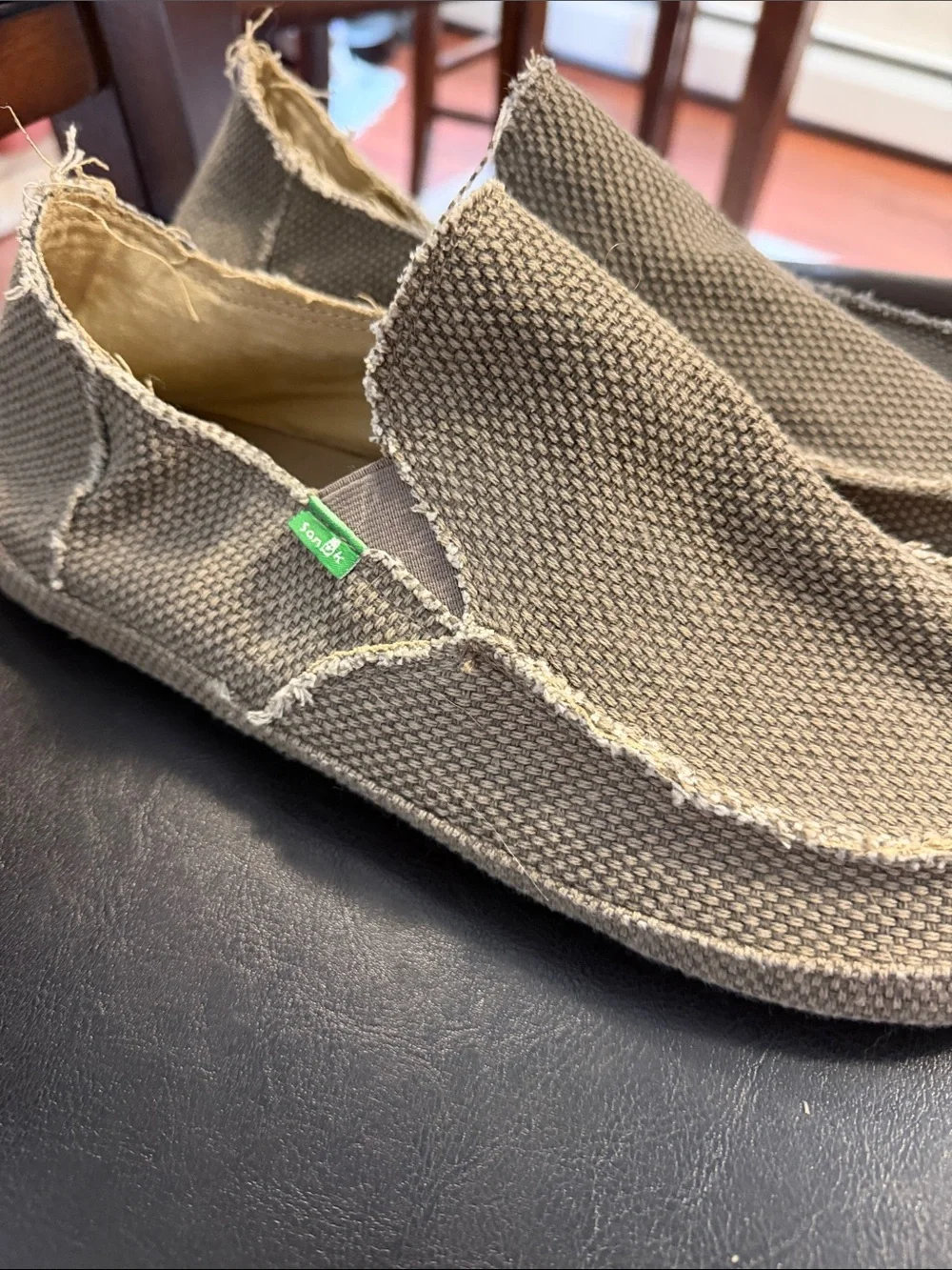 Sanuk Men's Slip-On Canvas Loafers in Khaki